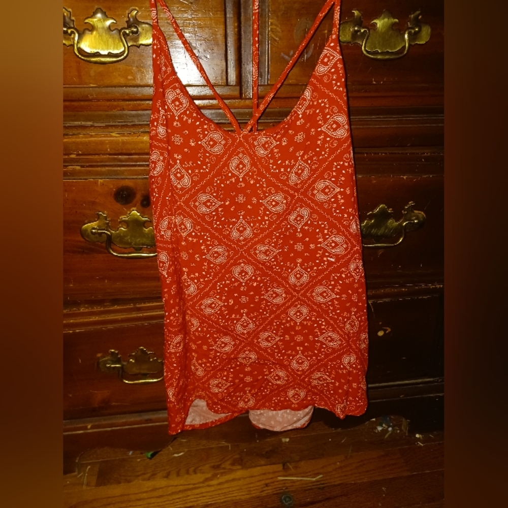 No Boundries red paisley tank top